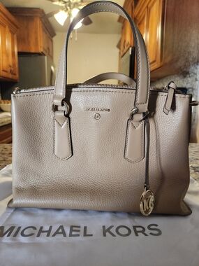 Michael Kors Taupe Leather Satchel Handbag